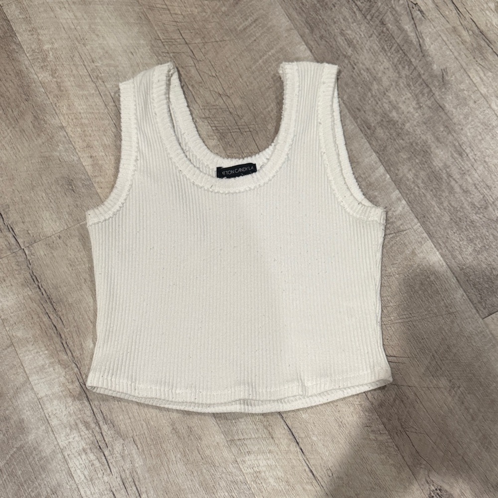 Chic Off-White Ribbed Tank Top